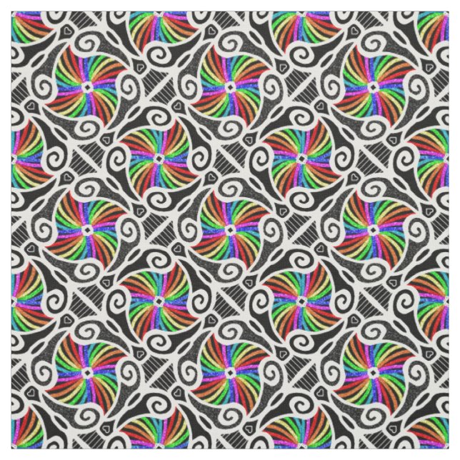 Tissu Motif géométrique d'arc-en-ciel abstrait (Échantillon)