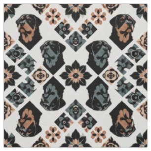 Tissu Motif géométrique floral Rottweiler