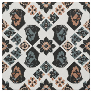 Tissu Motif géométrique floral Rottweiler