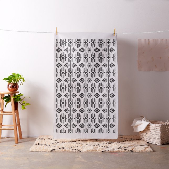 Tissu Motif géométrique ikat noir et blanc (In Situ)