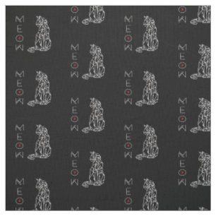 Tissu Motif géométrique moderne pour chats noirs et bl