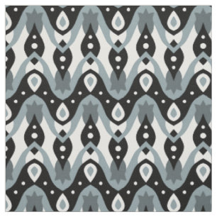 Tissu Motif géométrique noir, blanc et gris