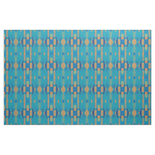 Tissu Motif géométrique orange de plaid de bleu de