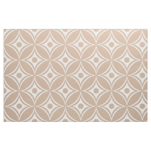 Tissu Motif Géométrique Rétro Blanc Et Tan
