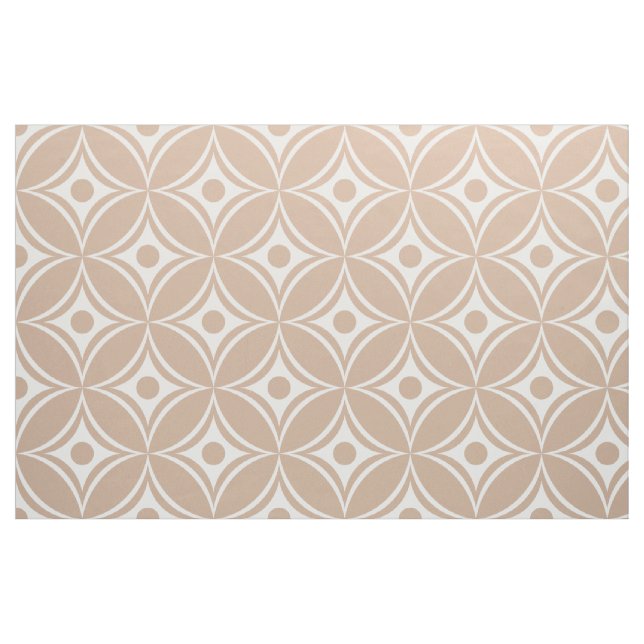 Tissu Motif Géométrique Rétro Blanc Et Tan (Fat Quarter)