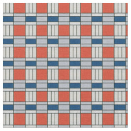 Tissu Motif géométrique rétro bleu et rouge