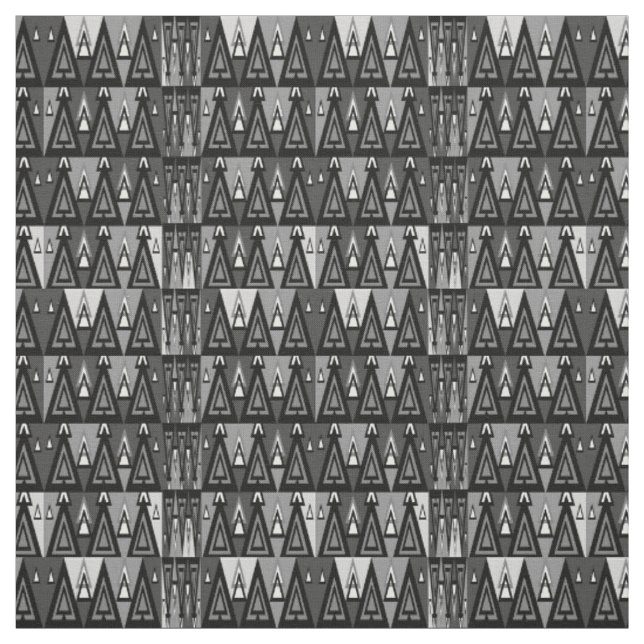 Tissu Motif géométrique triangulaire gris et noir, (Échantillon)