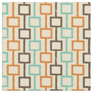 Tissu Motif géométrique turquoise Brown orange rétro