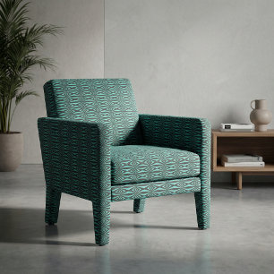 Tissu Motif géométrique Turquoise et noir tendance