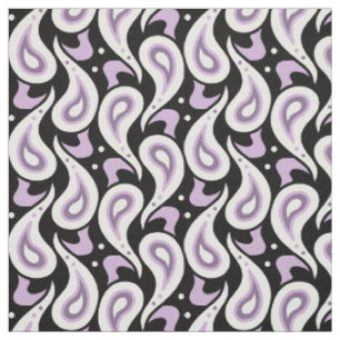 Tissu Motif géométrique violet, noir et blanc