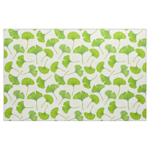Tissu Motif Ginkgo sur blanc