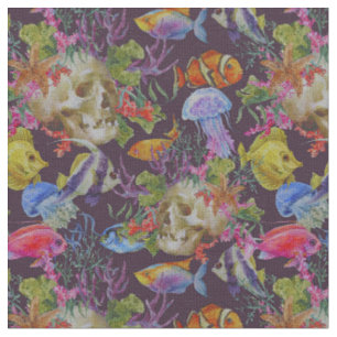 Tissu Motif grunge de vie marine