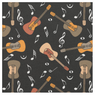 Tissu Motif Guitare Music Notes