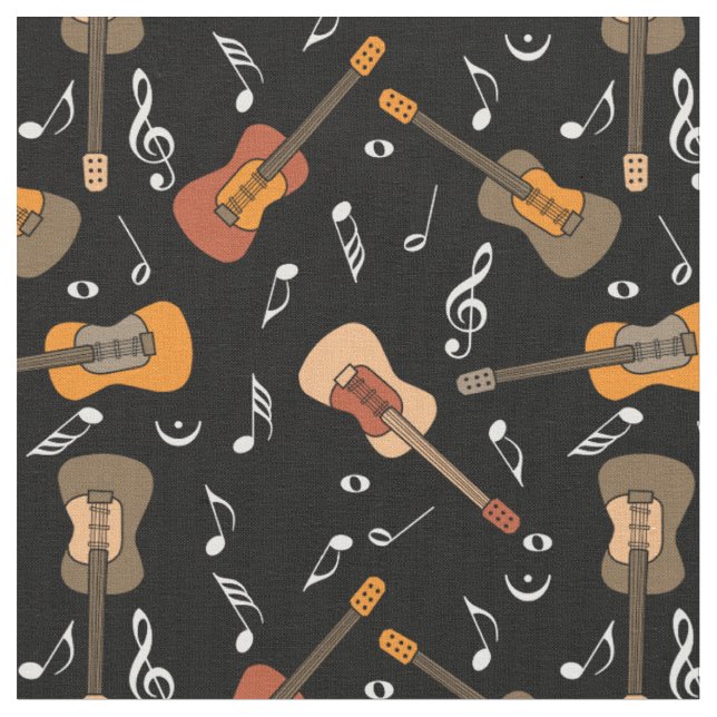 Tissu Motif Guitare Music Notes (Fermer)