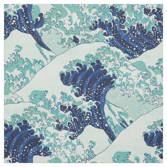 Tissu Motif Hokusai Blue Waves (Échantillon)