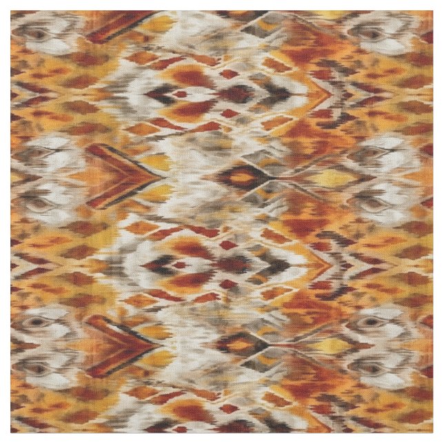 Tissu Motif Ikat de la tribu Orange Boho moderne (Fermer)