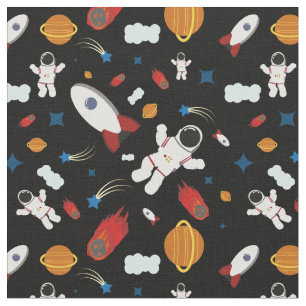 Tissu Motif Indépendant De L'Espace, Astronautes, Rocket