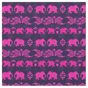 Tissu Motif indien Elephant bleu rose Sari