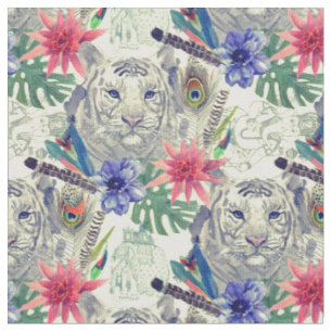 Tissu Motif indien vintage de tigre de style