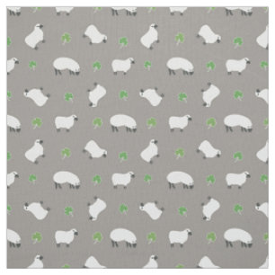 Tissu Motif irlandais de shamrock et de moutons