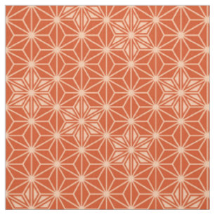 Tissu Motif japonais Asanoha ou étoile, orange corail