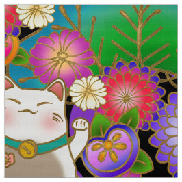 Tissu motif japonais avec chat chanceux