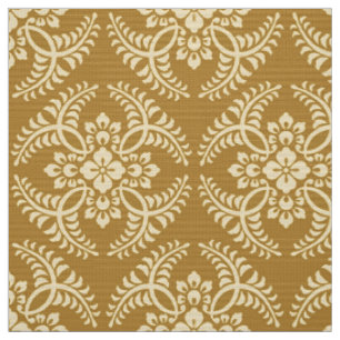 Tissu Motif japonais de médaillon, jaune de moutarde