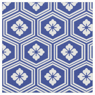 Tissu Motif japonais Kikkō Bleu et blanc