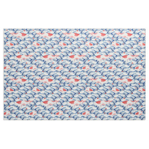 Tissu motif japonais Vintage - poisson koi