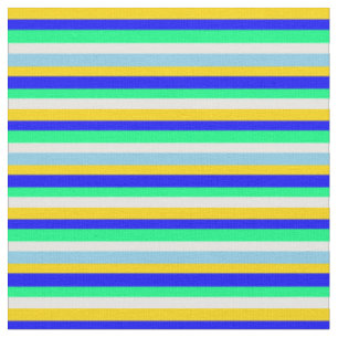 Tissu Motif jaune, bleu, vert, blanc et bleu ciel
