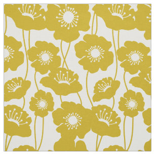 Tissu Motif jaune de pavots de moutarde