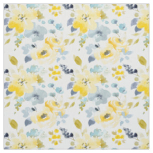 Tissu Motif jaune et bleu d'aquarelle