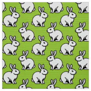 Tissu Motif lapins - Noir et Blanc avec Grn Martien