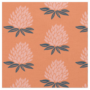 Tissu Motif Lotus Nénuphar rose bleu orange