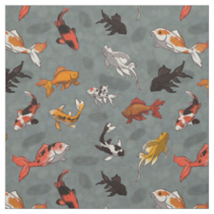 Tissu Motif lumineux d'étang à poissons de Koi