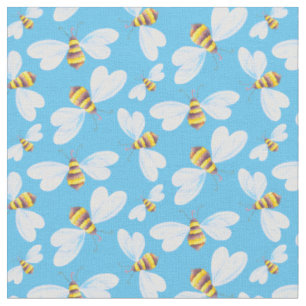Tissu Motif lunatique d'art d'aquarelle d'abeille de vol