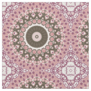 Tissu Motif Mandala Rose et Mocha Géométrie Florale