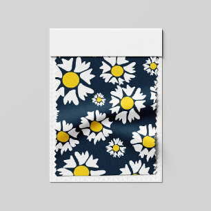 Tissu Motif marguerrier, motif floral, marguerites blanc