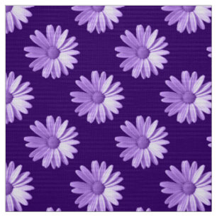 Tissu Motif marguerrier - violet profond