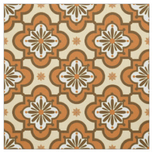 Tissu Motif marocain de tuile - rouille et Tan