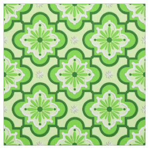 Tissu Motif marocain de tuile - vert de chaux