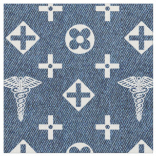Tissu motif Médicale. Logo des médecins. Jeans bleus