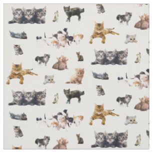 Tissu Motif mignon avec des photos de Chats et chatons