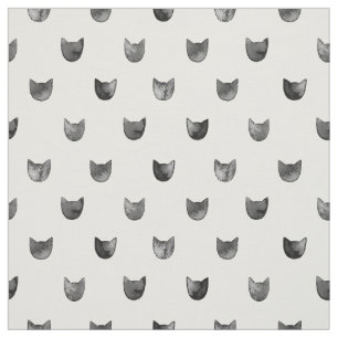 Tissu Motif mignon chic noir et blanc de chat