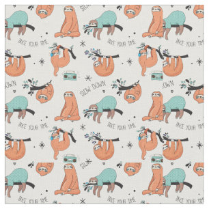 Tissu Motif mignon de paresse