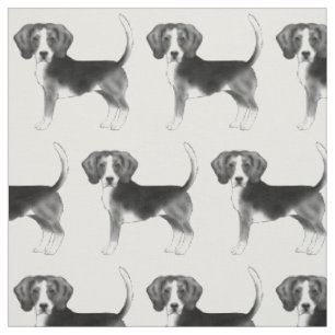 Tissu Motif mignon d'un chien Beagle en noir et blanc