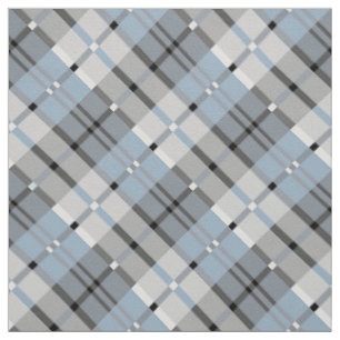 Tissu Motif moderne de plaid bleu-clair et gris