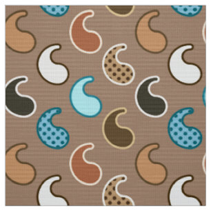 Tissu Motif moderne Paisley, Taupe, Turquoise et rouille
