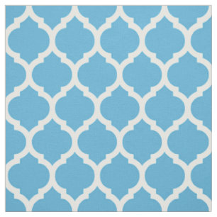 Tissu Motif moroccan quatrefoil bleu ciel