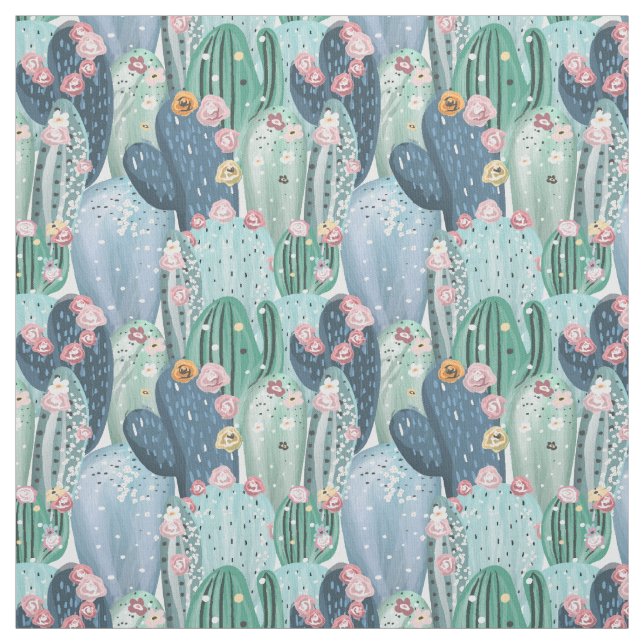 Tissu Motif mou de cactus du monogramme | Patel (Échantillon)